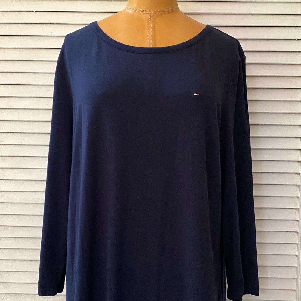 Tommy Hilfiger Dress Womens XL Navy Blue Long Sleeve Casual Office Party Shift - Picture 2 of 7